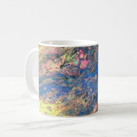 Joe's Abstracte kunst - Blauw en roze - Koffiebeke Koffiemok (Voorkant links)