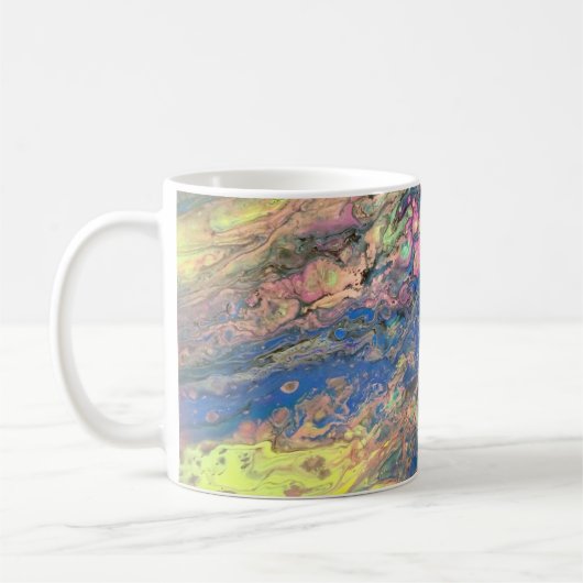 Joe's Abstracte kunst - Blauw en roze - Koffiebeke Koffiemok (Links)