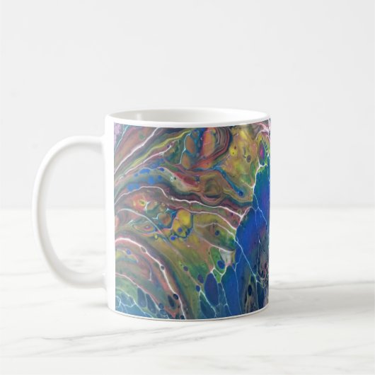 Joe's Abstracte kunst - Blauwe vlinder - Koffiebek Koffiemok (Links)