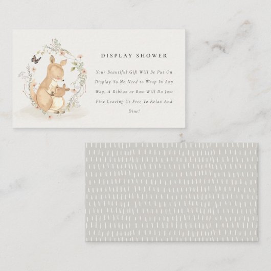 Joey Mama Kangaroo Floral Display Baby shower Informatiekaartje (Voorkant / Achterkant)