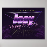 Joey Naam Vorname lila retro Poster Geburtstag
