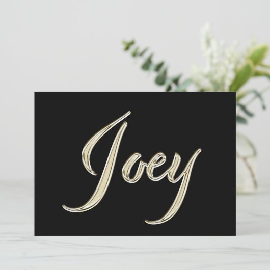 Joey Name white gold Handwriting Karte Kaart (Staand voorkant)
