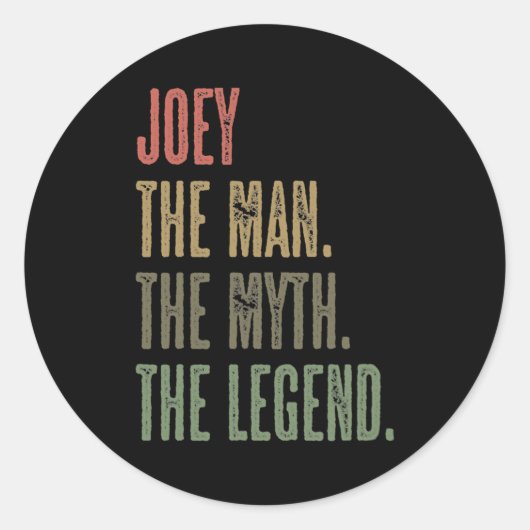 JOEY the Man the Myth the the LEGEND FUNNY Mannen Ronde Sticker (Voorkant)