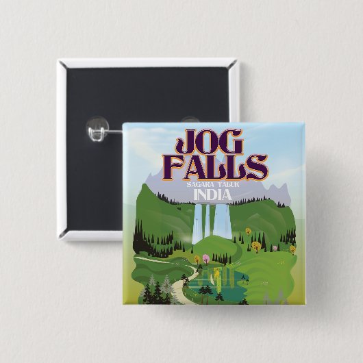 Jog Falls,Jog Falls,Sagara taluk van Karnataka Vierkante Button 5,1 Cm (Voorkant /achterkant)