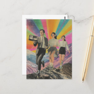 Joggen en schaatsen op de Mountain Ridge Surreal Briefkaart