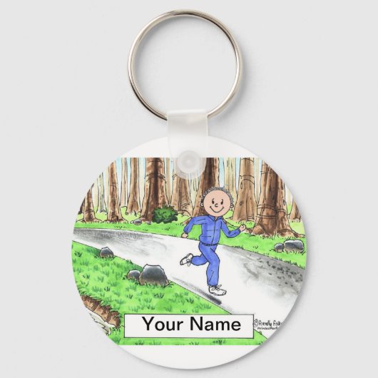 Jogger - Mannelijke Cartoon door PrintedPerfection Sleutelhanger (Voorkant)