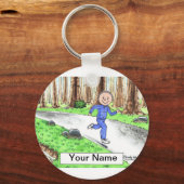 Jogger - Mannelijke Cartoon door PrintedPerfection Sleutelhanger (Voorkant)