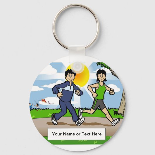 Jogger Runner - Een paar Cartoon door PrintedPerfe Sleutelhanger (Voorkant)