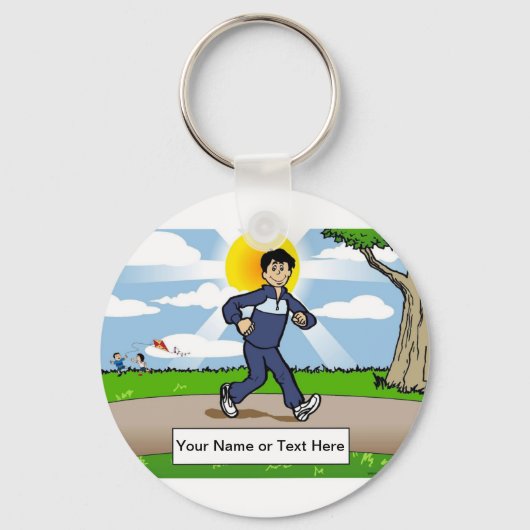 Jogger, Runner - Mannelijke Cartoon door PrintedPe Sleutelhanger (Voorkant)