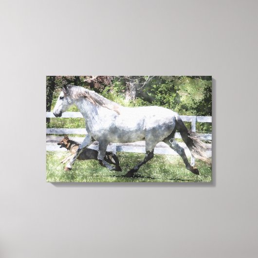 JOGGING BUDDIES WATERVERF Wrapped Canvas Print (Voorkant)