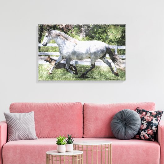 JOGGING BUDDIES WATERVERF Wrapped Canvas Print (Insitu (Woonkamer))