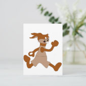 Jogging Cartoon Rabbit Briefkaart (Staand voorkant)