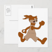 Jogging Cartoon Rabbit Briefkaart (Voorkant / Achterkant)
