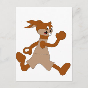 Jogging Cartoon Rabbit Briefkaart