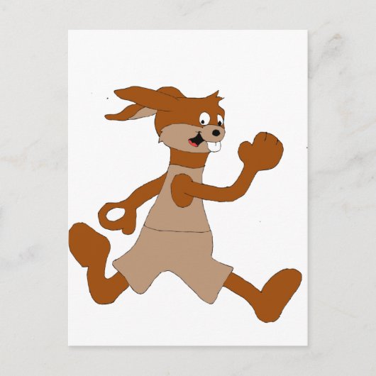 Jogging Cartoon Rabbit Briefkaart (Voorkant)