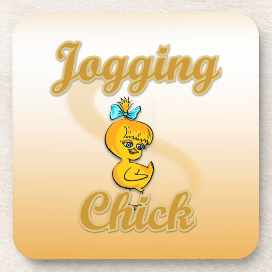Jogging Chick Bier Onderzetter (Voorkant)