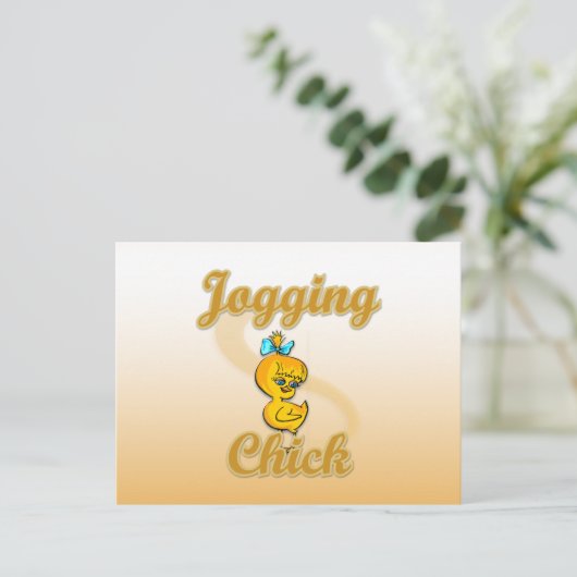 Jogging Chick Briefkaart (Staand voorkant)