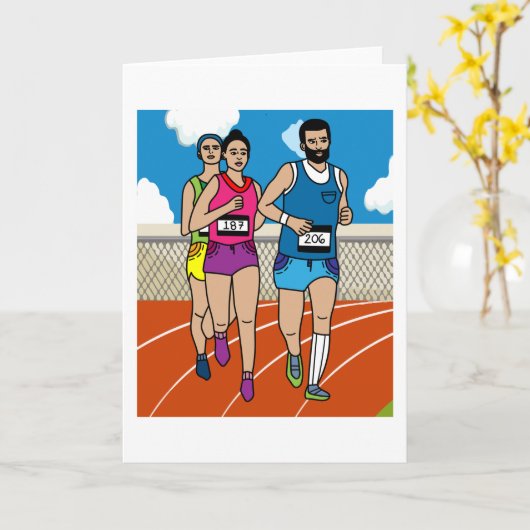 Jogging-marathonlopers en -treinen kaart (Gele Bloem)