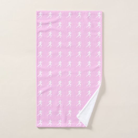 Jogging Runners & Heartbeat lijn op pastel roze Handdoek (Handdoek)