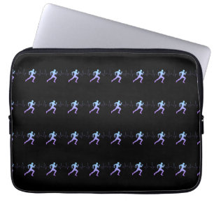 Jogging - Runners Silhouette met hartslag Black Laptop Sleeve