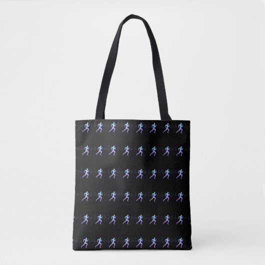 Jogging - Runners Silhouette met hartslag Black Tote Bag (Voorkant)