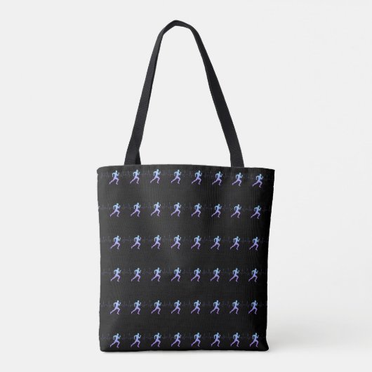 Jogging - Runners Silhouette met hartslag Black Tote Bag (Achterkant)