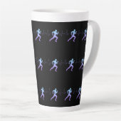 Jogging - Runners Silhouette met hartslag Latte Mok (Rechterhoek)