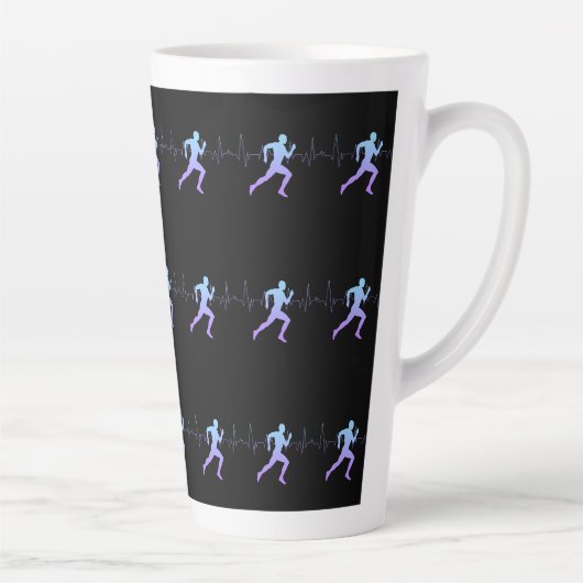 Jogging - Runners Silhouette met hartslag Latte Mok (Rechts)