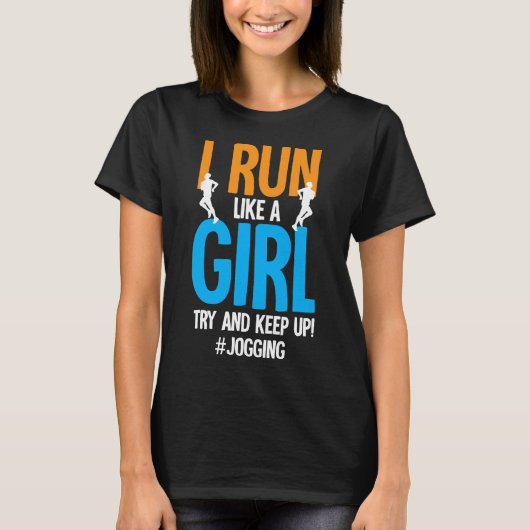 Jogging Running Marathon Runner Meisje Grappig T-shirt (Voorkant)
