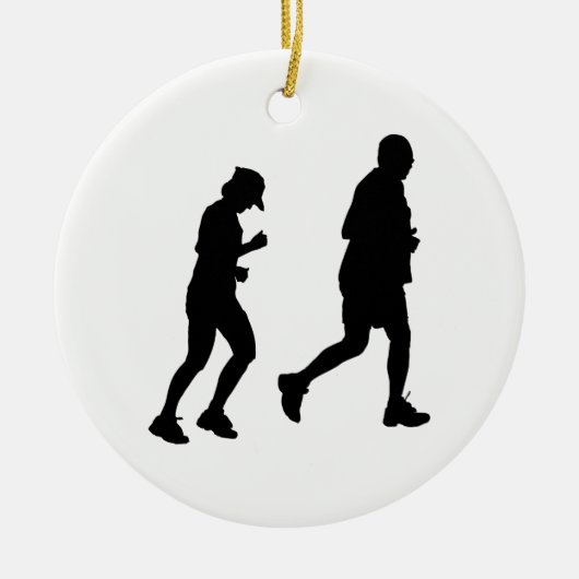 Jogging Silhouette Keramisch Ornament (Voorkant)