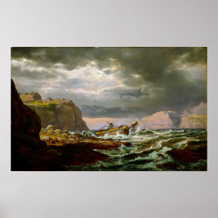 Johan Christelijk Dahl Shipwreck aan de kust van N Poster