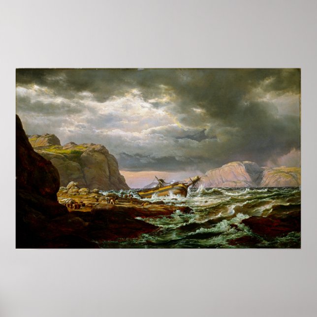 Johan Christelijk Dahl Shipwreck aan de kust van N Poster (Voorkant)