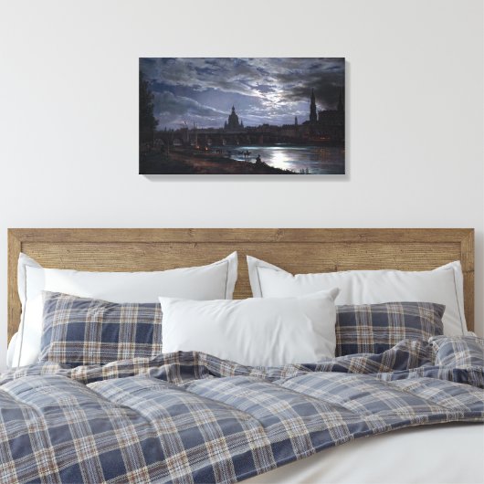 Johan Christian Dahl View of Dresden by Moonlight Canvas Afdruk (Insitu (Slaapkamer))