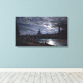 Johan Christian Dahl View of Dresden by Moonlight Canvas Afdruk (Insitu (Houten vloer))