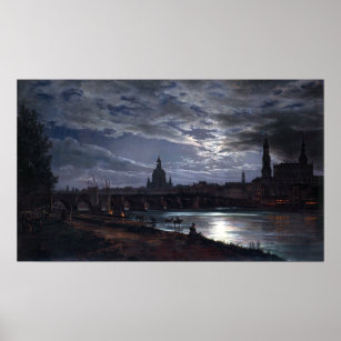 Johan Christian Dahl View of Dresden by Moonlight Poster