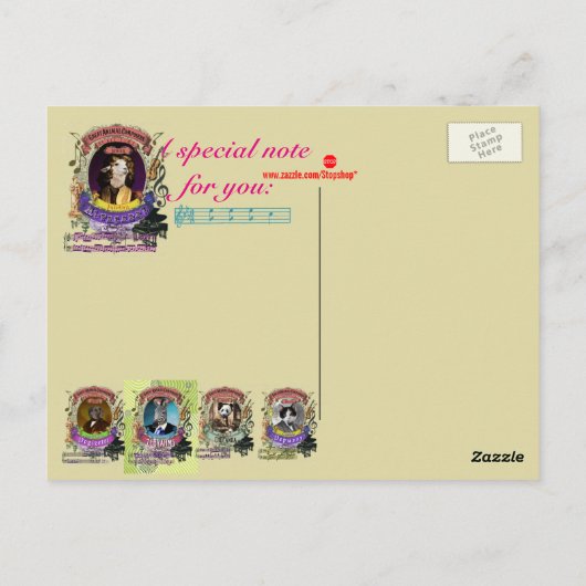 Johann Alpacabel Alpaca Animal Composer Pachelbel Briefkaart (Achterkant)