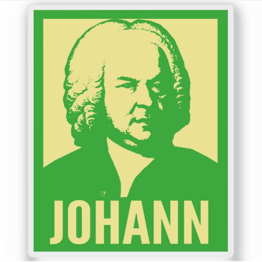 Johann Bach Pop Art Portrait Custom Cut Vinyl Sticker (Voorkant)