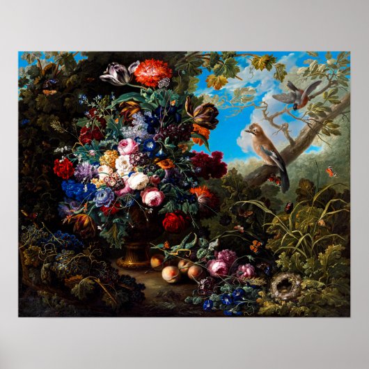 Johann Baptist Drechsler: Grote florale stilstand Poster (Voorkant)