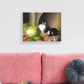 Johann Georg Seitz Vegetable still Life with Bunny Canvas Afdruk (Insitu (Woonkamer))