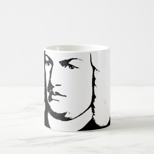 Johann Sebastian Bach abstrakt in Schwarz und weiß Koffiemok (Center)