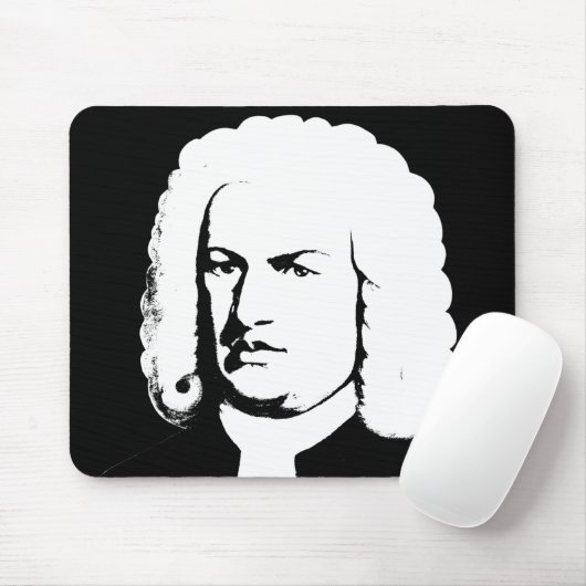Johann Sebastian Bach abstrakt in Schwarz und weiß Muismat (Met muis)
