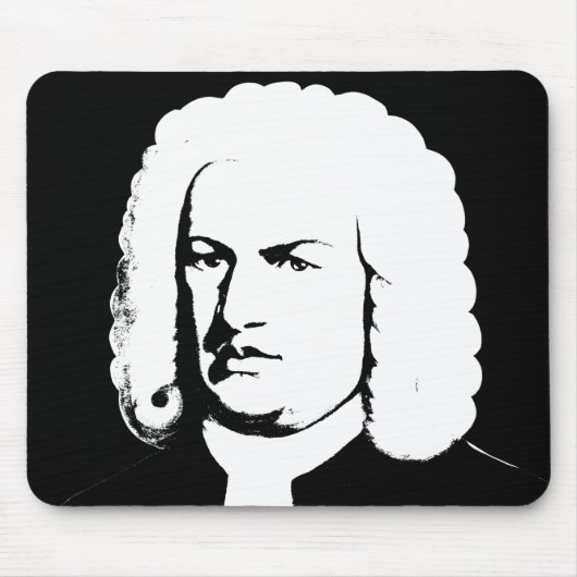 Johann Sebastian Bach abstrakt in Schwarz und weiß Muismat (Voorkant)