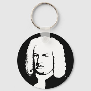 Johann Sebastian Bach abstrakt in Schwarz und weiß Sleutelhanger