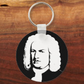 Johann Sebastian Bach abstrakt in Schwarz und weiß Sleutelhanger (Voorkant)