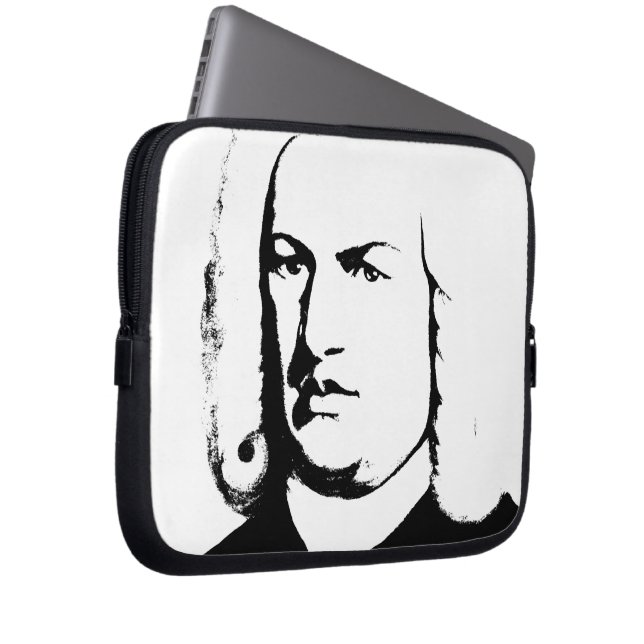 Johann Sebastian Bach abstrakt - schwarz und weiss Laptop Sleeve (Voorkant Rechts)