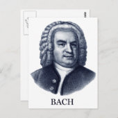 Johann Sebastian Bach blauw Briefkaart (Voorkant / Achterkant)