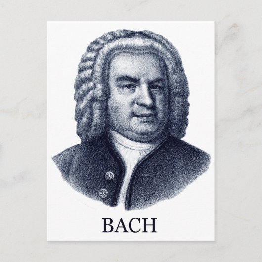 Johann Sebastian Bach blauw Briefkaart (Voorkant)