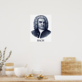 Johann Sebastian Bach blauw Poster (Keuken)