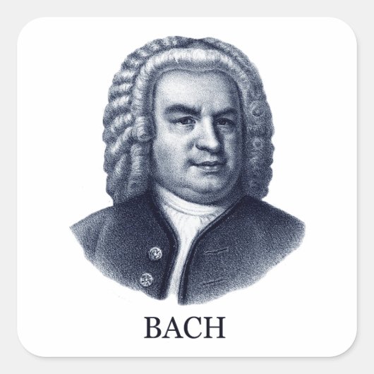 Johann Sebastian Bach blauw Vierkante Sticker (Voorkant)