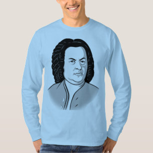 Johann Sebastian Bach Cartoon in schwarz weiß grau T-shirt